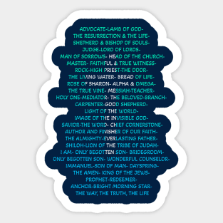 Names of Jesus- back of Tshirt Sticker